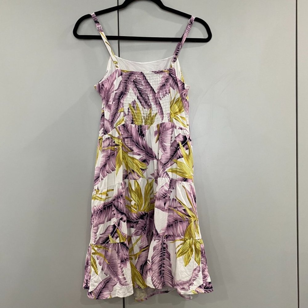Loft Tropical Tiered Mini Dress Spaghetti Strap Purple White Size 2 - Picture 9 of 11